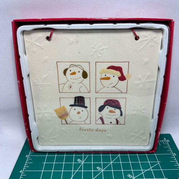 Hallmark "Frosty Days" Snowman Ceramic Hanging 6"X6" Hot Plate Trivet Tile Décor - Picture 6 of 12